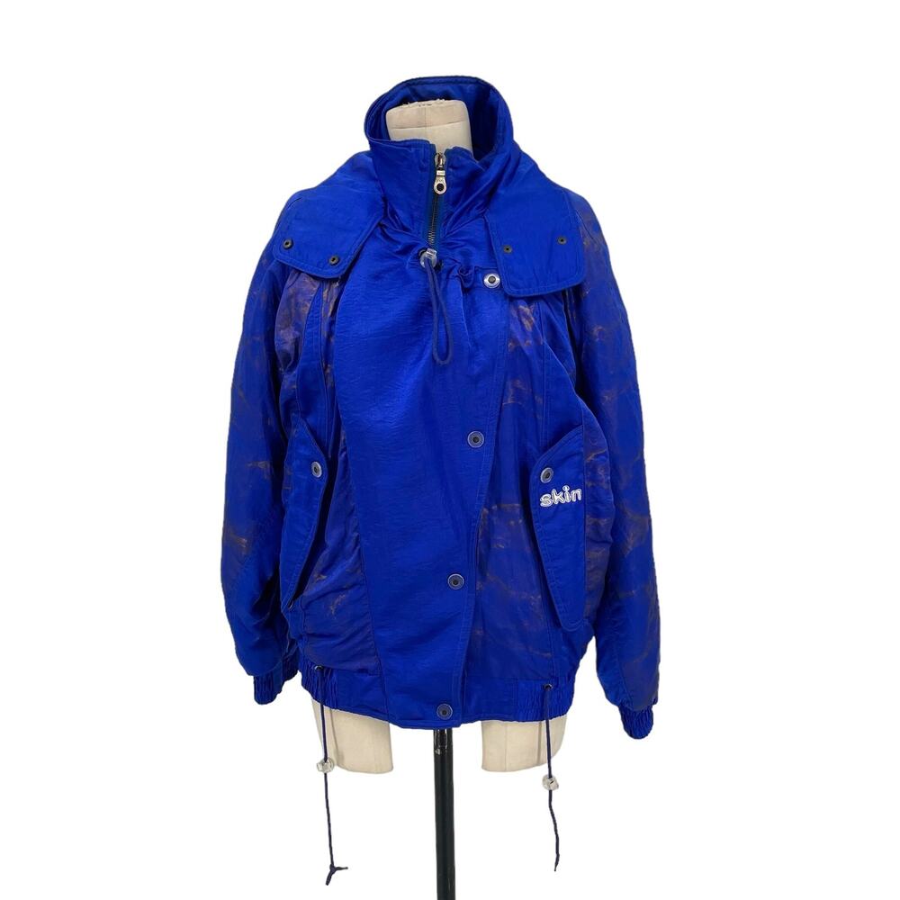 Skin Swiss Skiwear Vintage 80s Jacket‎ Coat Cobalt Blue Rose Gold Size 36 Small